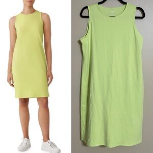 EILEEN‎ FISHER Organic Cotton Crew Neck Knee Length Tank Dress in Lemic size S